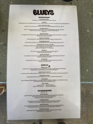 Menu photo 2 Blueys Mar Vista Los Angeles, CA