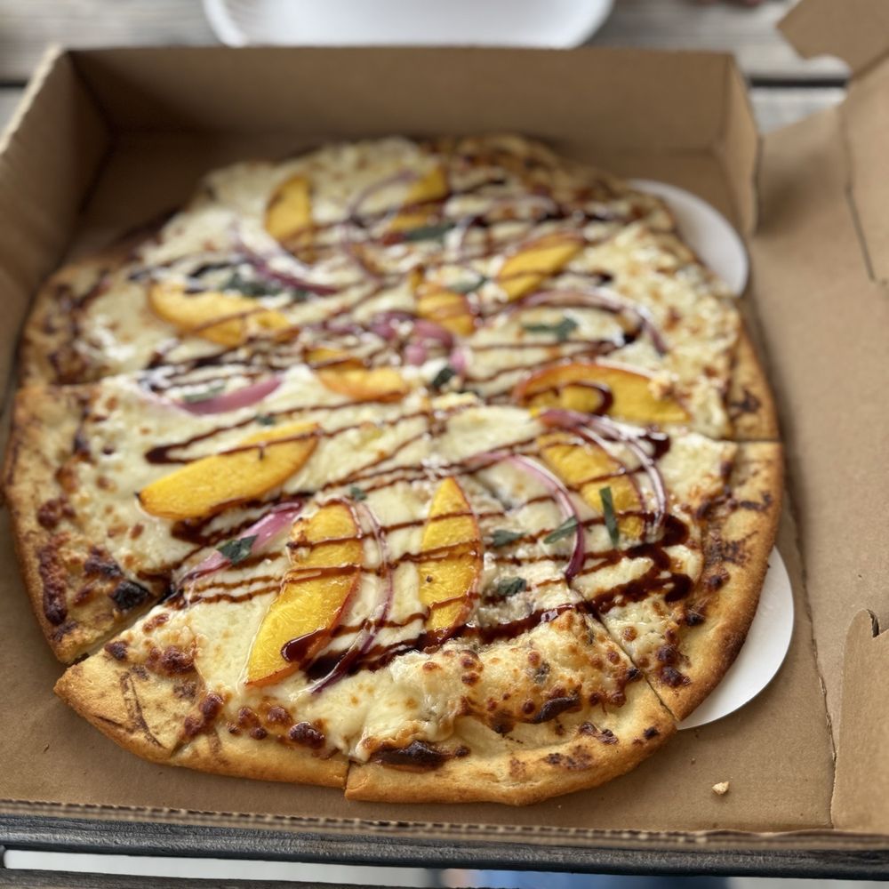 Carlson Orchards - Peach pizza - SO delicious - Fruits & Veggies Near Me - Harvard, Massachusetts