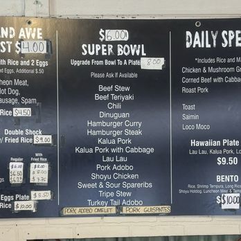 Kitchen Delight - Menu board 9/27/2024 - Hawaiian Near Me - Wahiawā, Hawaii