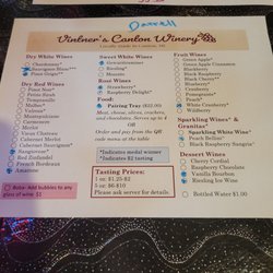 Vintner's Canton Winery - Menu