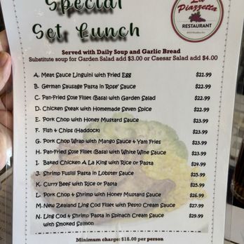 La Piazzetta Ristorante - Lunch Menu - Mediterranean Near Me - Markham, Ontario La Piazzetta Ristorante - Lunch Menu - Mediterranean Near Me - Markham, Ontario