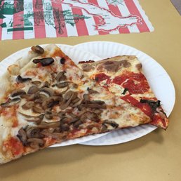 two slices of pizza on a paper plate two slices of pizza on a paper plate