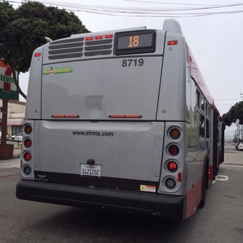 MUNI - 18 46th Avenue - New Flyer Xcelsior XDE 40 #8719 on route 18 46th Ave to Stonestown - Public Transportation Near Me - San Francisco, California MUNI - 18 46th Avenue - New Flyer Xcelsior XDE 40 #8719 on route 18 46th Ave to Stonestown - Public Transportation Near Me - San Francisco, California