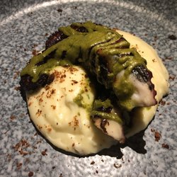 Steinbecks - Grilled octopus with mashed potatoes and chorizo with pesto.