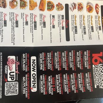 Tacos La Villa - Backside of menu - Tacos Near Me - Tehachapi, California