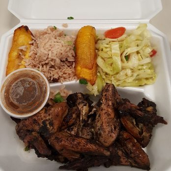 Irie Eats - Carryout order of the jerk chicken wing entree. - Caribbean Near Me - St. Louis, Missouri
