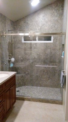 Shower Enclosure Installation, Cambridge series - Frameless Barn Door style sliding bi-pass shower enclosure. Extra clear glass. Cambridge Series from from crlaurence.com Shower Enclosure Installation, Cambridge series - Frameless Barn Door style sliding bi-pass shower enclosure. Extra clear glass. Cambridge Series from from crlaurence.com