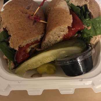 Jacks Urban Eats - Walnut Creek - Sweet potato sandwich with zucchini, roasted red peppers, spinach and onions on a wheat bun. - Salad Near Me - Walnut Creek, California