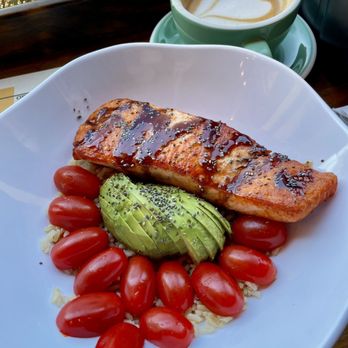 Macondo Coffee Roasters - Wesley Chapel - Salmon bowl with avocado, yellow rice, and cherry tomato - Coffee & Tea Near Me - Wesley Chapel, Florida Macondo Coffee Roasters - Wesley Chapel - Salmon bowl with avocado, yellow rice, and cherry tomato - Coffee & Tea Near Me - Wesley Chapel, Florida