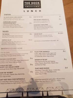 Menu photo 5 The Deck Bucks County Playhouse New Hope, PA