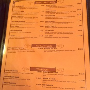 Yak The Kathmandu Kitchen - Menu. - Indian Near Me - Mobile, Alabama