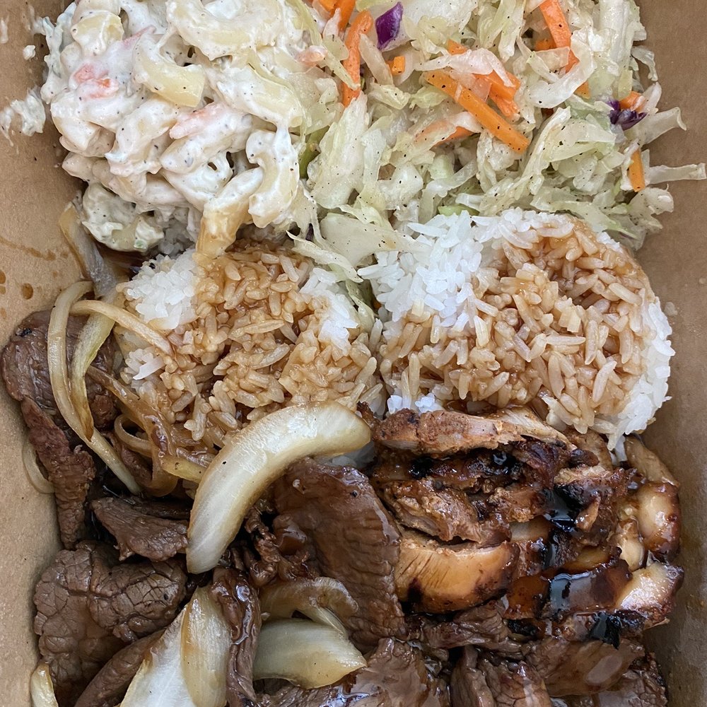 Buddha Bruddah - Huli chicken and Hawaiian grilled beef mix plate combo - Hawaiian Near Me - Kirkland, Washington Buddha Bruddah - Huli chicken and Hawaiian grilled beef mix plate combo - Hawaiian Near Me - Kirkland, Washington