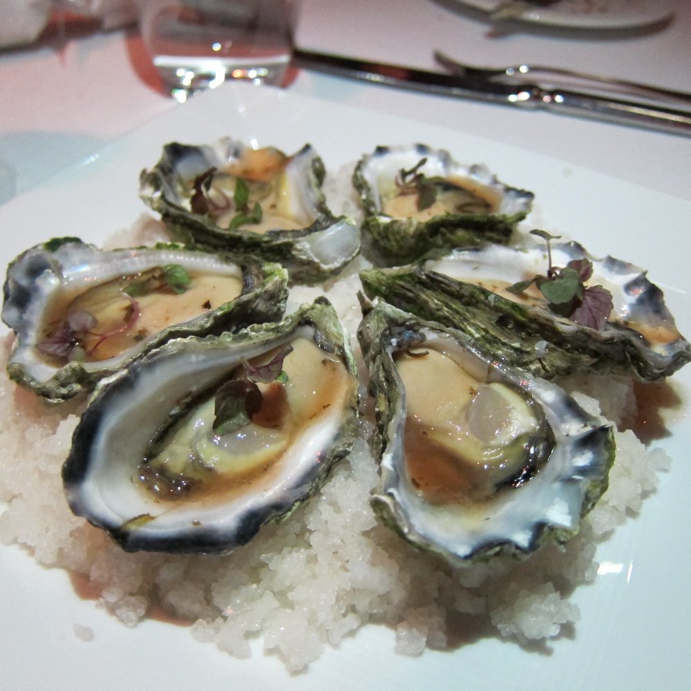 Aria Restaurant Sydney - six freshly shucked Sydney rock oysters with shizo and a Japanese plum and yuzu - Modern Australian Near Me - Sydney, NSW