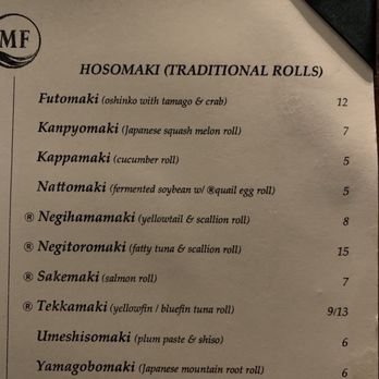 MF Sushi - Menu - Sushi Bars Near Me - Houston, Texas MF Sushi - Menu - Sushi Bars Near Me - Houston, Texas