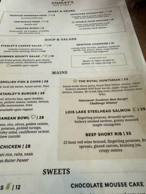 Menu photo 3 Stanley's Bar & Grill Vancouver, BC Menu photo 3 Stanley's Bar & Grill Vancouver, BC