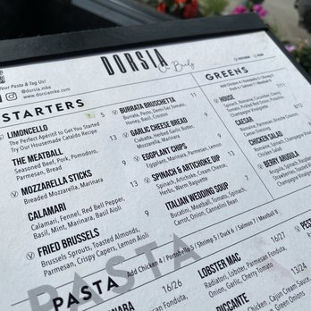 Dorsia - Partial menu - Italian Near Me - Milwaukee, Wisconsin