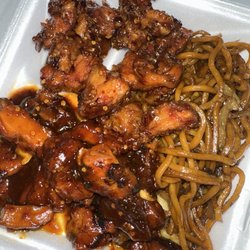 Wokdragon - Mango chicken , fire chicken and lo mein