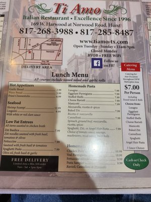 Menu photo 1 Ti Amo Hurst, TX