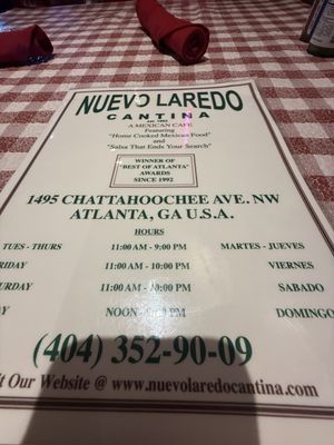 Menu photo 1 Nuevo Laredo Cantina Atlanta, GA Menu photo 1 Nuevo Laredo Cantina Atlanta, GA