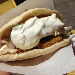 Falafel pita with feta. Falafel pita with feta.