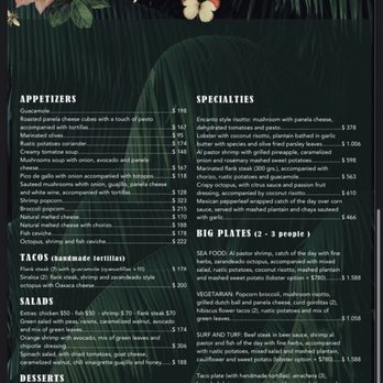 Encanto Cantina - Menu - dinner - Seafood Near Me - Tulum, ROO