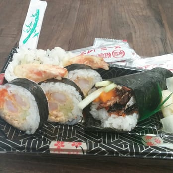 BarChi Sushi - 2 orders squished into 1 container and then...sat on? - Sushi Bars Near Me - Austin, Texas