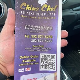 Front of menu with contact info Front of menu with contact info