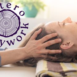 Intero Bodywork - Intero Bodywork logo on top of image of woman receiving somatic therapy.