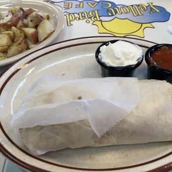 Yellow Bird Cafe - Veggie burrito plus sausage and cheese - Breakfast & Brunch Near Me - Hammond, Louisiana