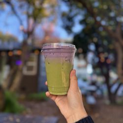 Tree House Cafe - Witches Brew (salted caramel matcha with ube cold foam)