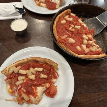 Rance's Chicago Pizza - Deep Dish Pizza with Pepperoni and Pineapple - Pizza Near Me - Costa Mesa, California Rance's Chicago Pizza - Deep Dish Pizza with Pepperoni and Pineapple - Pizza Near Me - Costa Mesa, California