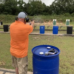 Tactical & Defensive of Texas - Student shooting from 15 yds back during his one on one training.