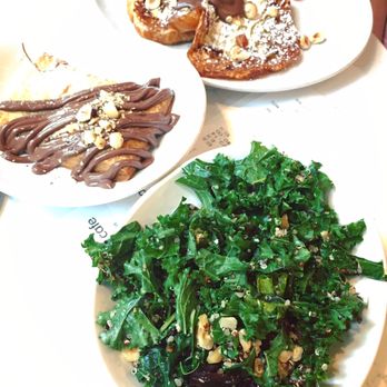Nutella Cafe - Nutella covered pastries (for my partner) and a side salad (for me). - Desserts Near Me - Chicago, Illinois Nutella Cafe - Nutella covered pastries (for my partner) and a side salad (for me). - Desserts Near Me - Chicago, Illinois