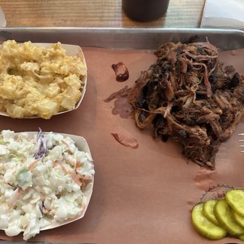 Steve's Old Cabin BBQ - Pulled pork plate-Homemade pickles. This photo does not due justice to the hearty portion. The meat was so flavorful- no sauce needed. - Barbeque Near Me - Jerseyville, Illinois Steve's Old Cabin BBQ - Pulled pork plate-Homemade pickles. This photo does not due justice to the hearty portion. The meat was so flavorful- no sauce needed. - Barbeque Near Me - Jerseyville, Illinois