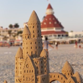 Coronado Center Beach - Sand castle built for a wedding proposal at sunset - Beaches Near Me - Coronado, California