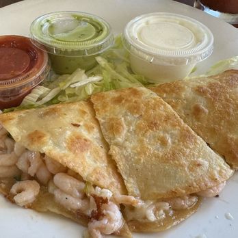 Phil's Fish Market & Eatery - Half order of bay shrimp quesadilla. Bottom was soggy. - Seafood Near Me - Castroville, California Phil's Fish Market & Eatery - Half order of bay shrimp quesadilla. Bottom was soggy. - Seafood Near Me - Castroville, California