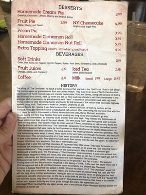 Menu photo 6 Cherokee Trading Post Calumet, OK