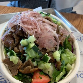 Zhoug Mediterranean - Salad base with lamb - Mediterranean Near Me - Lenexa, Kansas Zhoug Mediterranean - Salad base with lamb - Mediterranean Near Me - Lenexa, Kansas