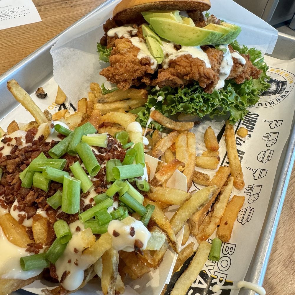 Loaded fries and BacAvo Ranch chicken sandwich Loaded fries and BacAvo Ranch chicken sandwich