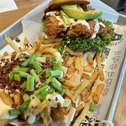 Loaded fries and BacAvo Ranch chicken sandwich