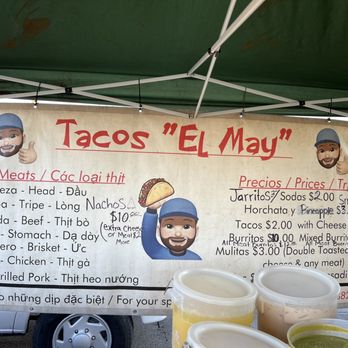 Tacos El May - Menu as of 7/14/23 - Street Vendors Near Me - Westminster, California Tacos El May - Menu as of 7/14/23 - Street Vendors Near Me - Westminster, California