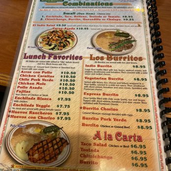 El Indio - Last page, lunch menu - Mexican Near Me - Portland, Oregon