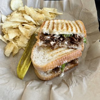 Griffs Deli - Steak Panini, Chips, with a Dill Pickle! - Delis Near Me - Bowling Green, Kentucky