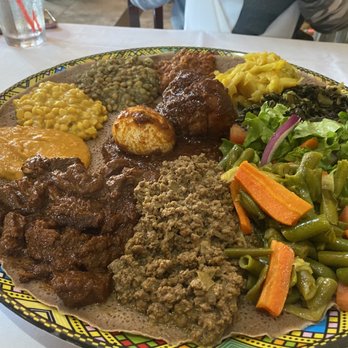 Blue Nile - Vegetable platter and meat platter - Ethiopian Near Me - Houston, Texas