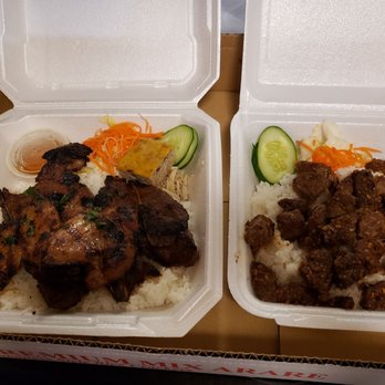 Broken Rice - Takeout: combination broken rice (left) and shaking beef broken rice (right) - Vietnamese Near Me - Honolulu, Hawaii Broken Rice - Takeout: combination broken rice (left) and shaking beef broken rice (right) - Vietnamese Near Me - Honolulu, Hawaii