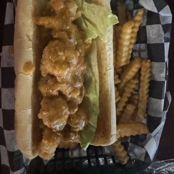 Fish River Grill 2 - Omg poboy-shrimp with crawfish sauce - Seafood Near Me - Foley, Alabama