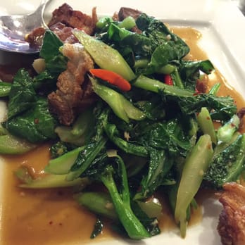 Chaba Thai Kitchen - Chinese broccoli with crispy pork yum yum - Thai Near Me - San Diego, California