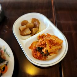 Manna House - Banchan: kimchi and potatoes in sweet syrup
