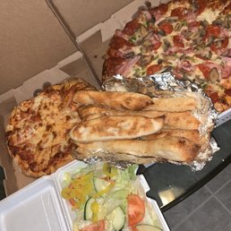 Small cheese pizza Large Angela's deluxe Garden salad Bread Small cheese pizza Large Angela's deluxe Garden salad Bread