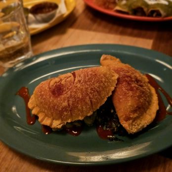 Jajaja Mexicana - Beet & Pumpkin Empanadas. Good filling. Outside texture a bit unappealing - Mexican Near Me - Brooklyn, New York